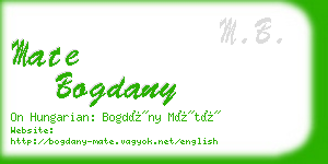 mate bogdany business card